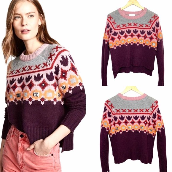 cinq a sept Sweaters - Cinq a Sept Gianni Fair Isle Sequin Knit Sweater